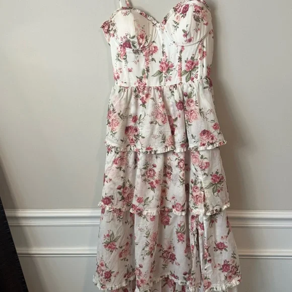 Altar'd State Pink Floral Tiered Maxi Dress size small - Picture 7 of 12